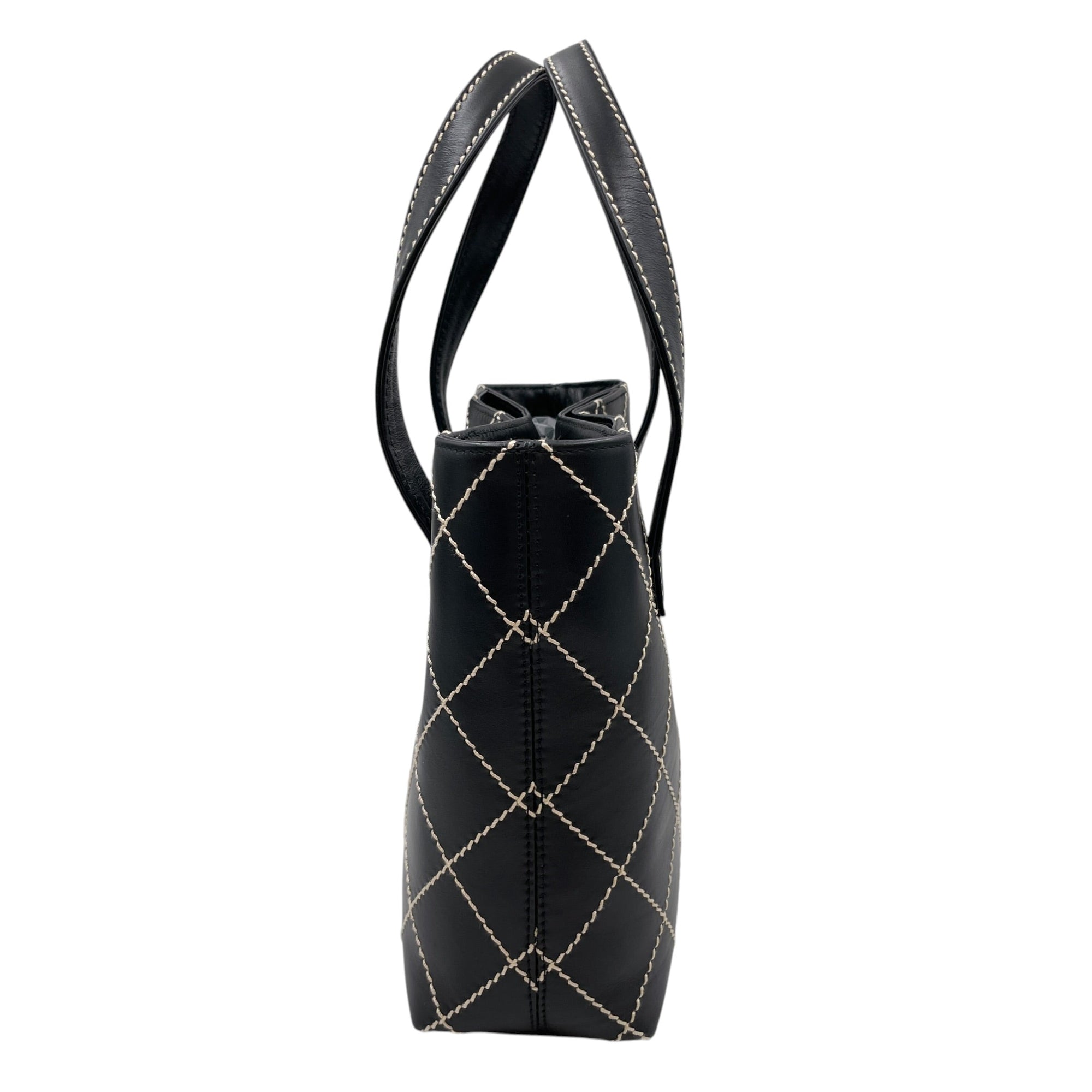 Vintage Wild Stitch Black Top Handle Bag in Calfskin Gold hardware CL2605-21206 4