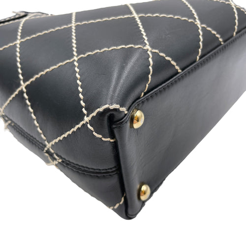 Vintage Wild Stitch Black Top Handle Bag in Calfskin Gold hardware CL2605-21206 5