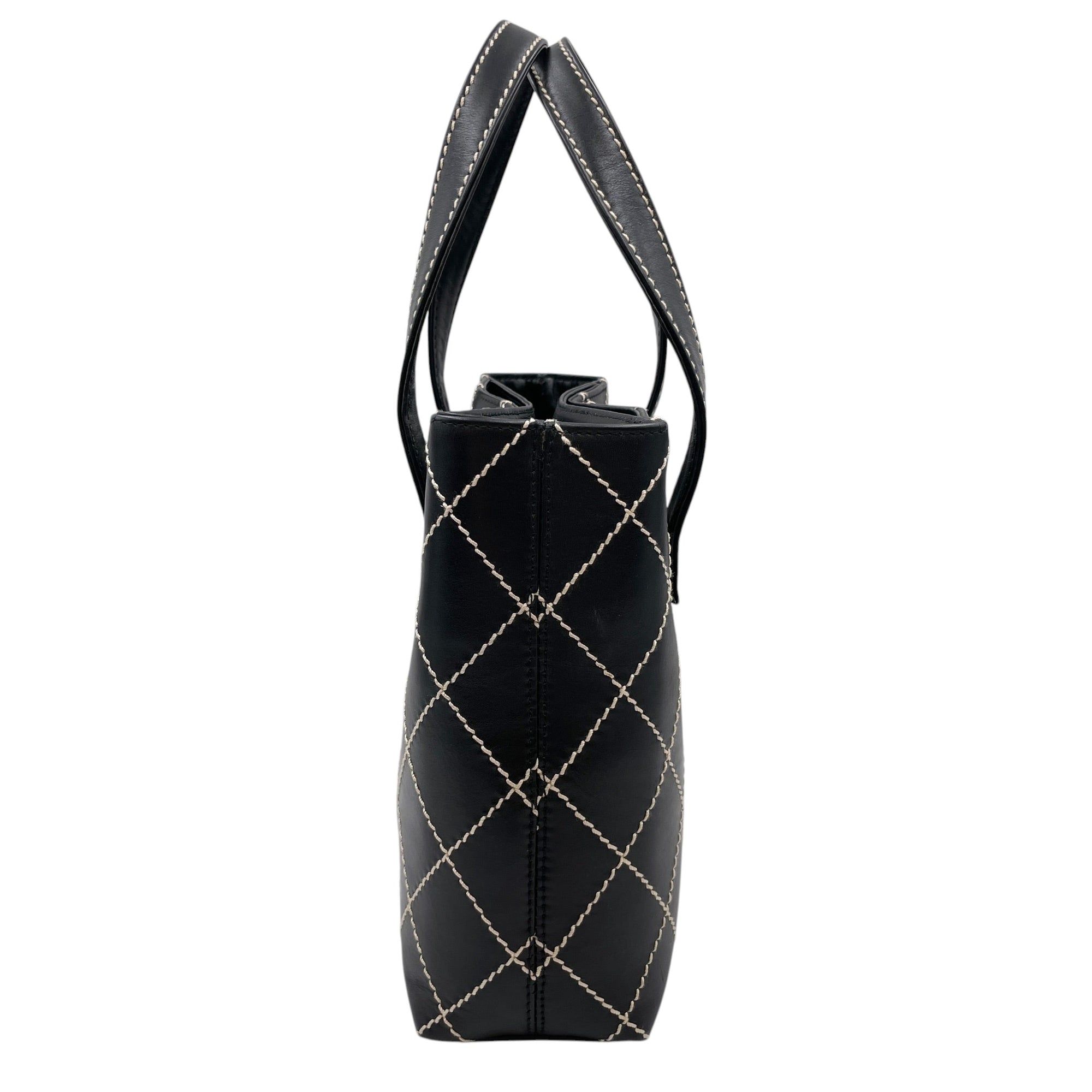 Vintage Wild Stitch Black Top Handle Bag in Calfskin Gold hardware CL2605-21206 7