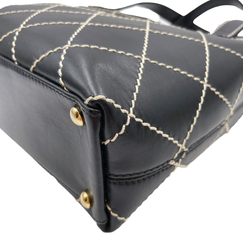 Vintage Wild Stitch Black Top Handle Bag in Calfskin Gold hardware CL2605-21206 8