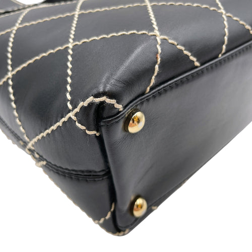 Vintage Wild Stitch Black Top Handle Bag in Calfskin Gold hardware CL2605-21206 9