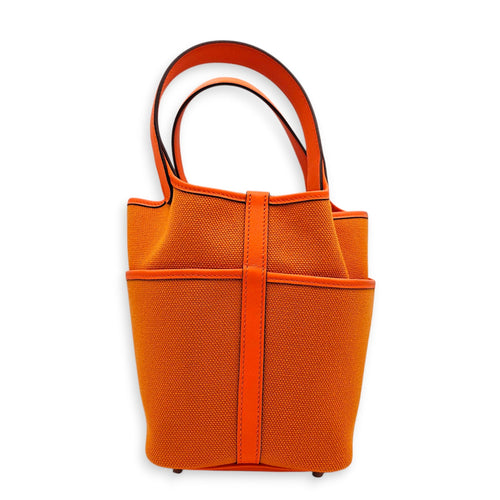 Picotin Pocket 18 Orange in Toile/Swift Palladium hardware CL2605-21207 2