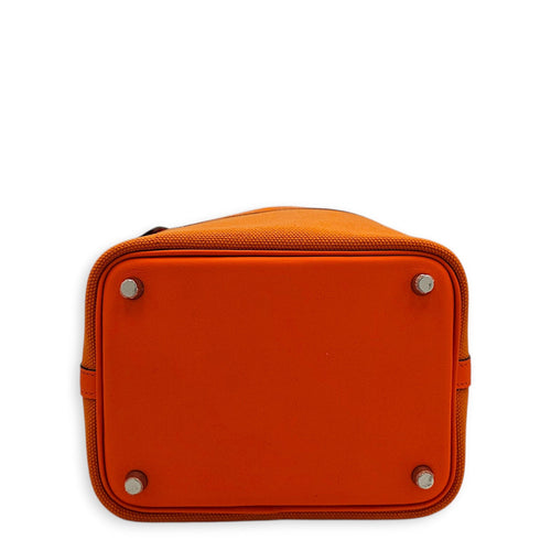 Picotin Pocket 18 Orange in Toile/Swift Palladium hardware CL2605-21207 5