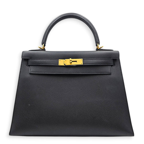 Sellier Kelly 28 Black in Epsom Gold hardware CL2605-21210 1