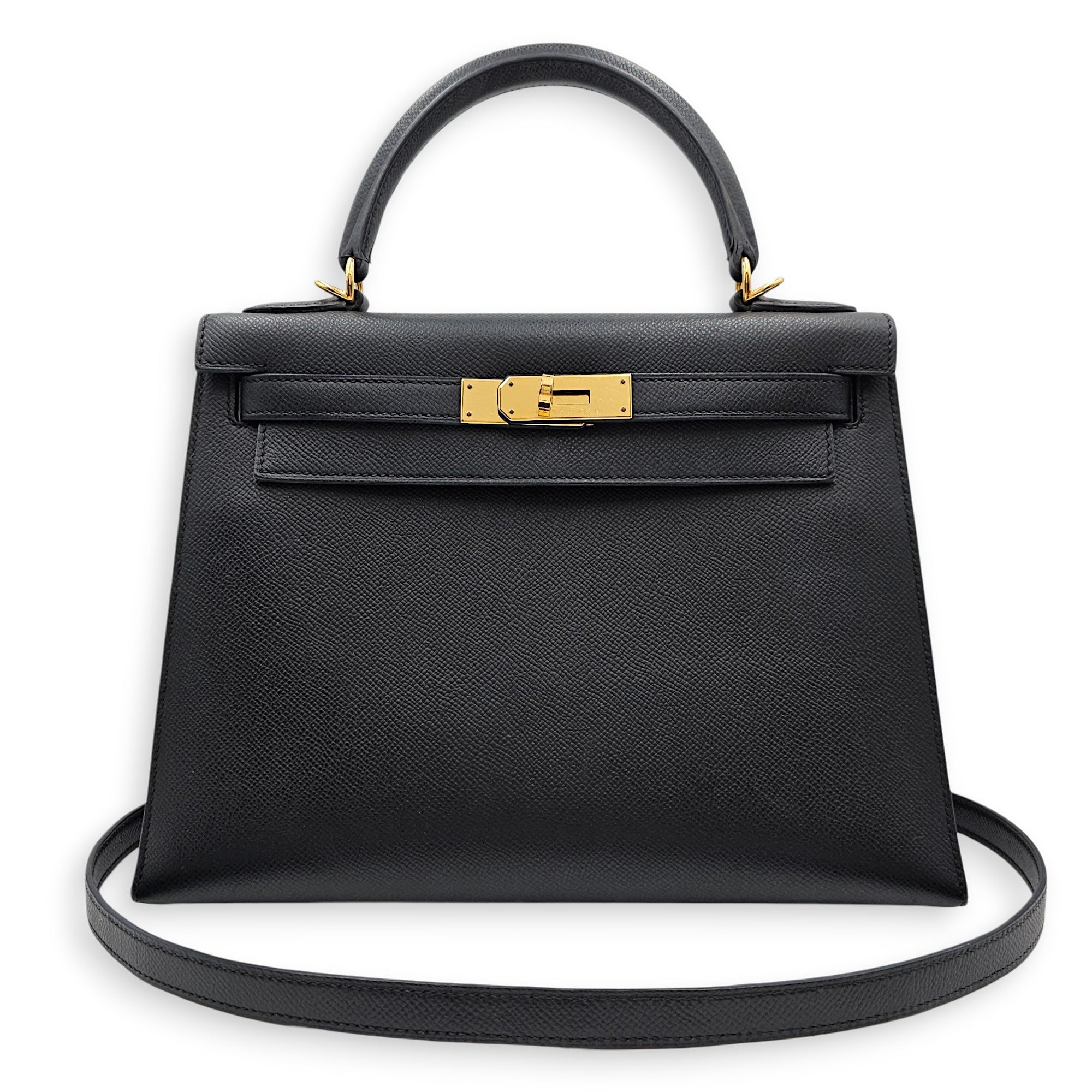 Sellier Kelly 28 Black in Epsom Gold hardware CL2605-21210 12