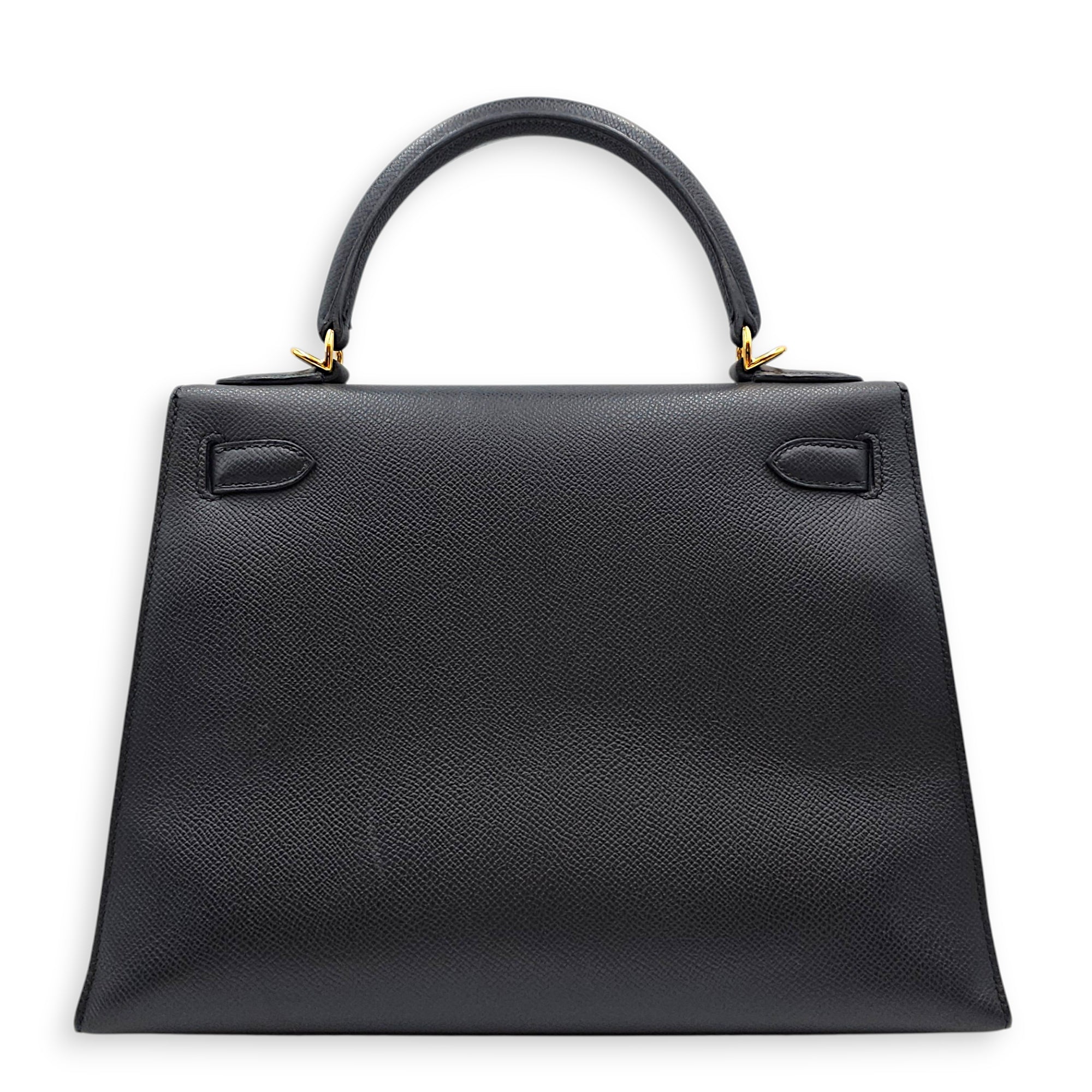 Sellier Kelly 28 Black in Epsom Gold hardware CL2605-21210 2