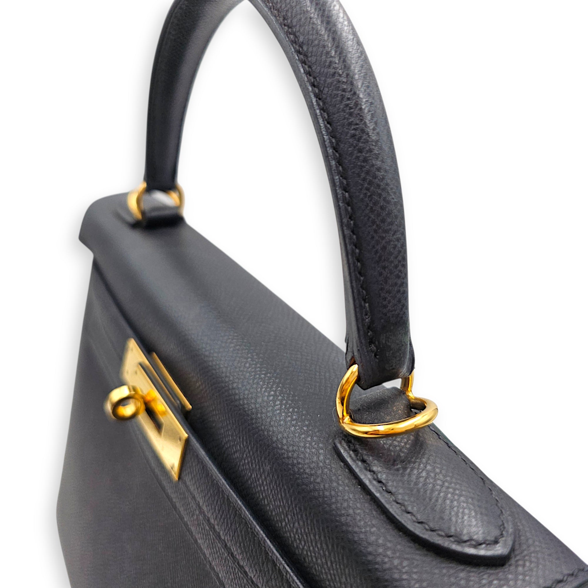 Sellier Kelly 28 Black in Epsom Gold hardware CL2605-21210 8