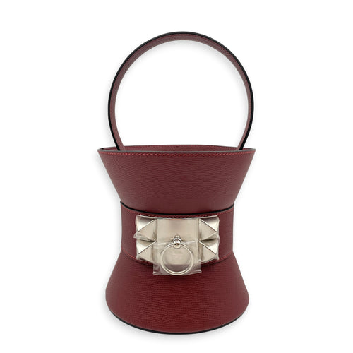 Medor Mini Bag Rouge H in Epsom Palladium hardware