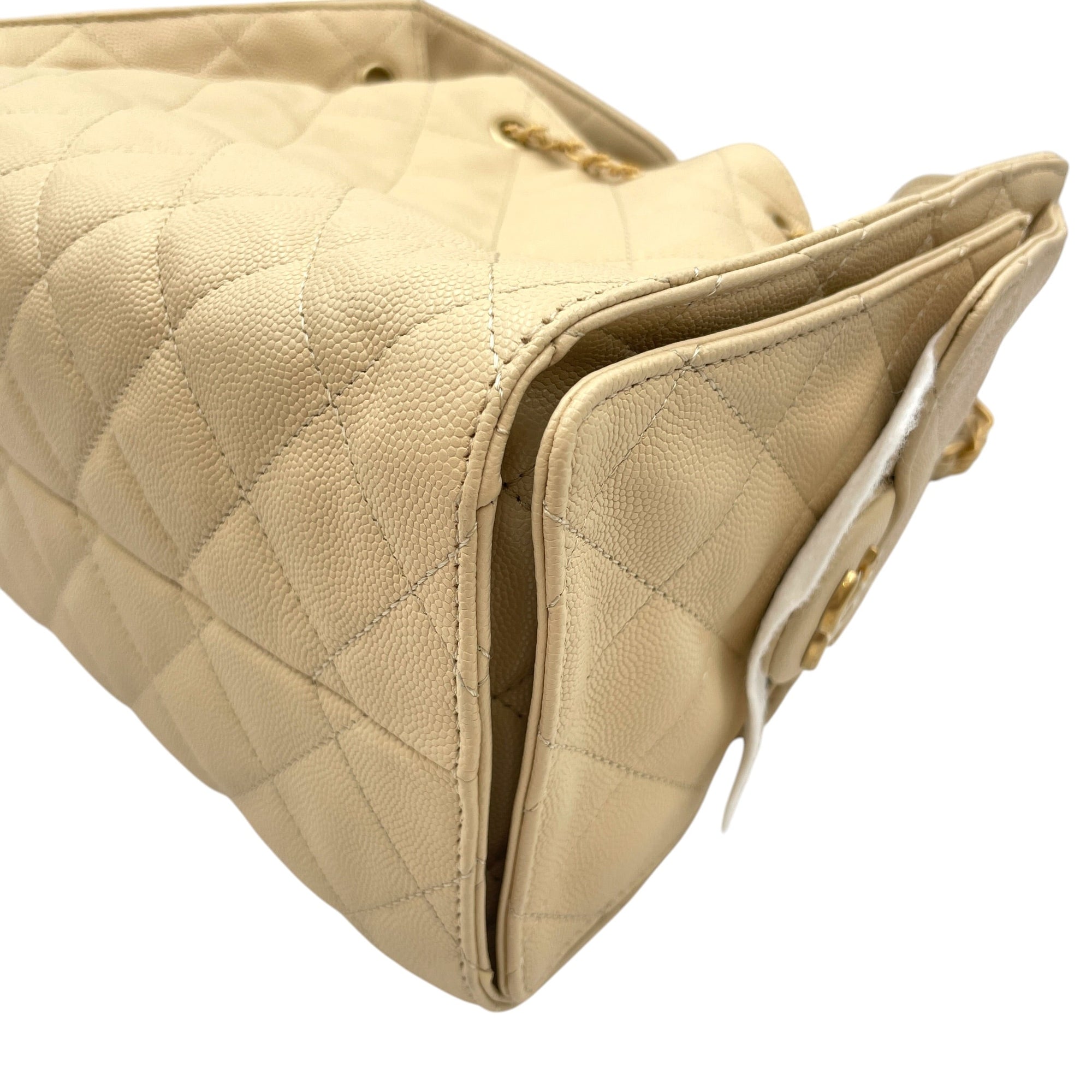 C25 Small Beige Shoulder Bag in Caviar Leather Gold hardware CL2605-21218 10