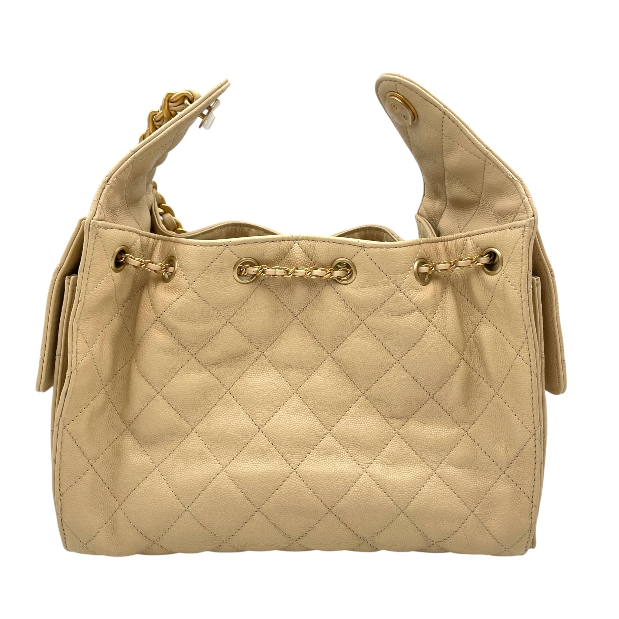 C25 Small Beige Shoulder Bag in Caviar Leather Gold hardware CL2605-21218 2