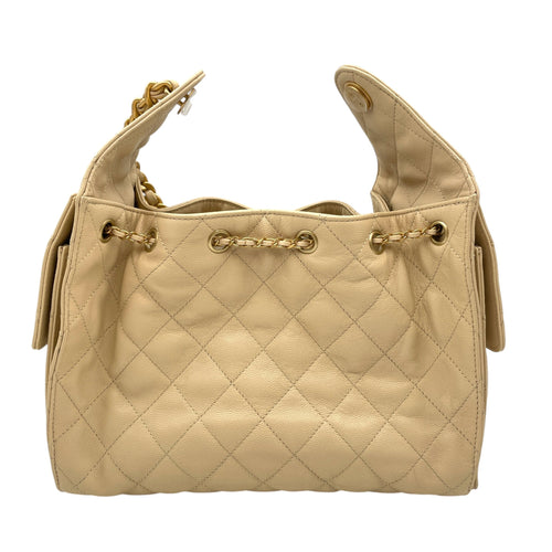 C25 Small Beige Shoulder Bag in Caviar Leather Gold hardware CL2605-21218 2