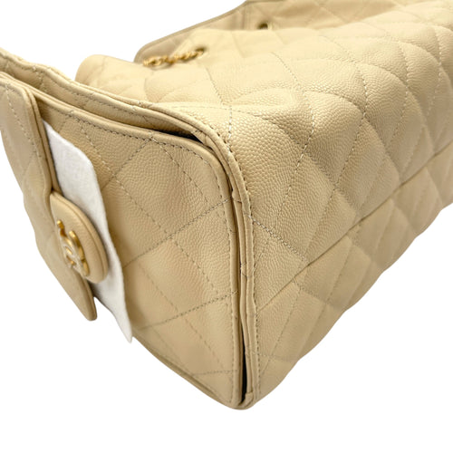 C25 Small Beige Shoulder Bag in Caviar Leather Gold hardware CL2605-21218 7