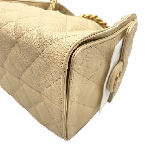 C25 Small Beige Shoulder Bag in Caviar Leather Gold hardware CL2605-21218 8