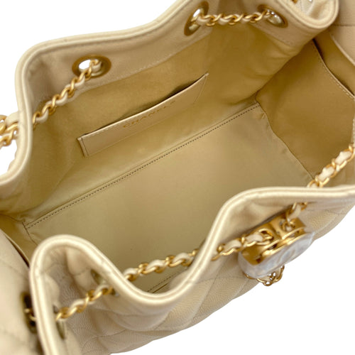 C25 Small Beige Shoulder Bag in Caviar Leather Gold hardware CL2605-21218 9