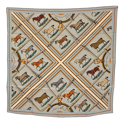 Couvertures et Tenues de Jour Bandana Gris Bleute/Caramel/Vert Double Face Scarf CL2605-21223 1