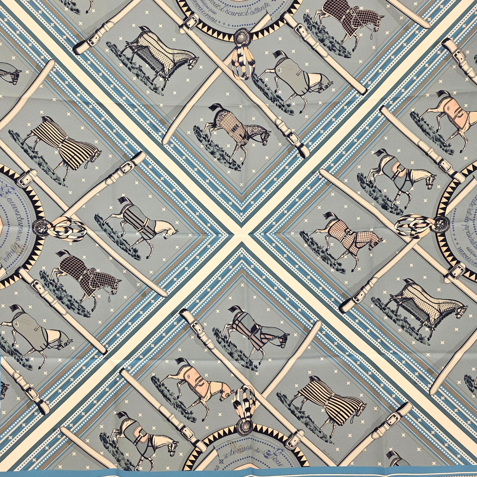 Couvertures et Tenues de Jour Bandana Gris Bleute/Caramel/Vert Double Face Scarf CL2605-21223 4