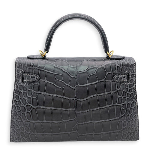 Sellier Kelly 20 Graphite in Matte Alligator Gold hardware CL2605-21235 2