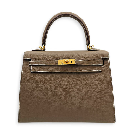 Sellier Kelly 25 Etoupe in Epsom Gold hardware SL2605-21547 1