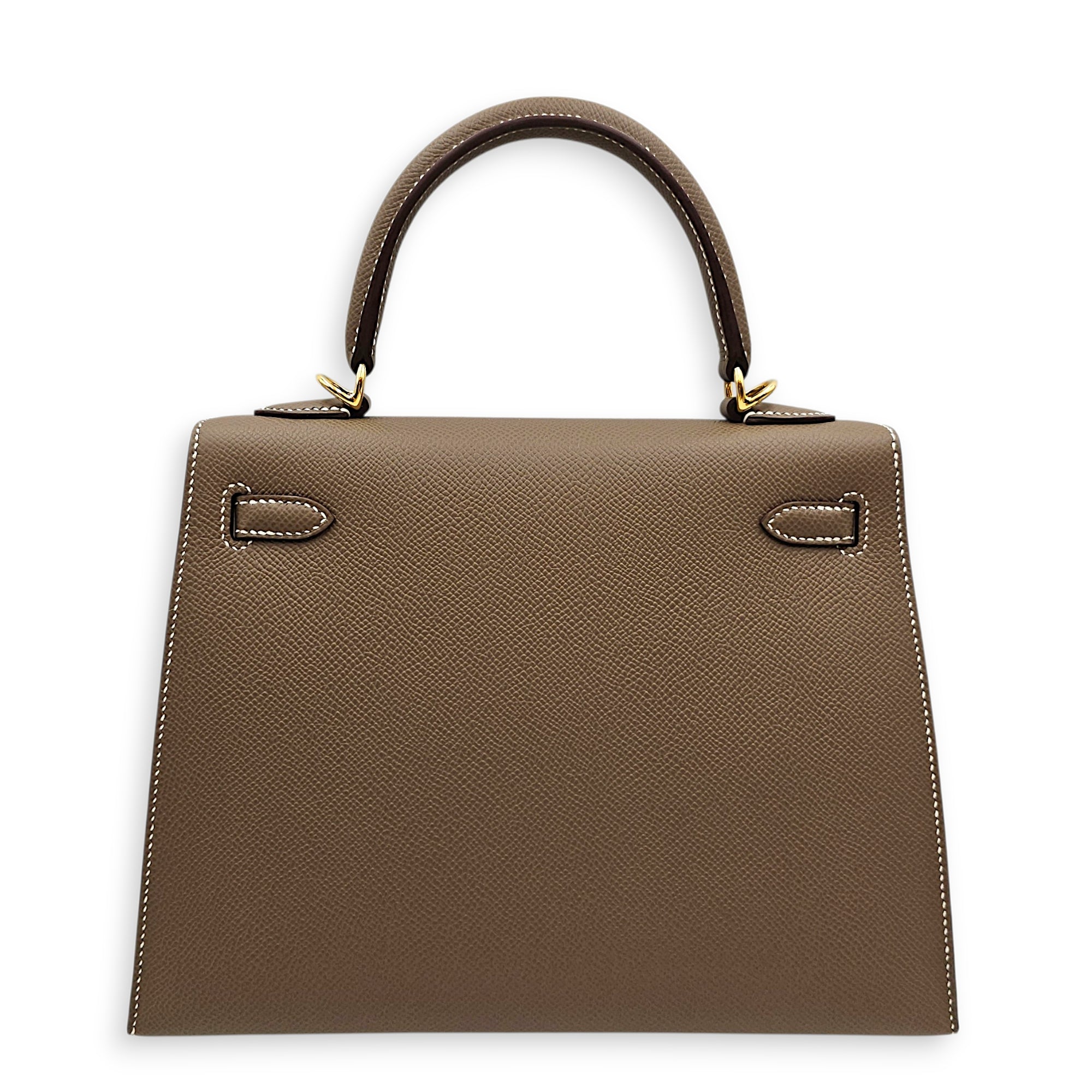 Sellier Kelly 25 Etoupe in Epsom Gold hardware SL2605-21547 2