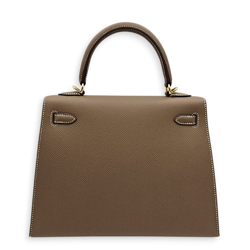 Sellier Kelly 25 Etoupe in Epsom Gold hardware SL2605-21547 2