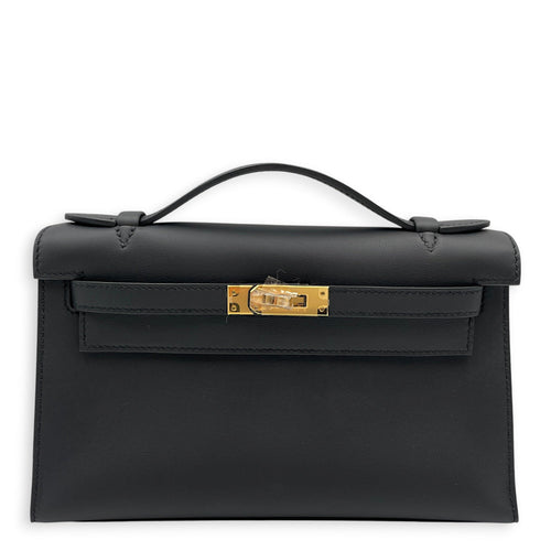 Kelly Pochette Black in Swift Gold hardware CL2605-21253 1