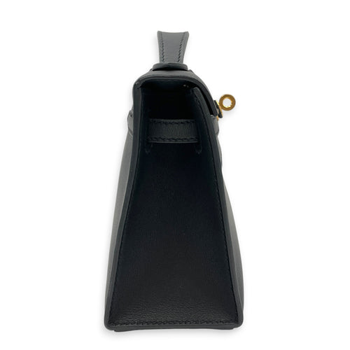 Kelly Pochette Black in Swift Gold hardware