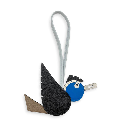 Bird Charm Noir/Etoupe/Blue Hydra Bag Accessory in Epsom/Swift/Chevre Palladium hardware CL2605-21260 2