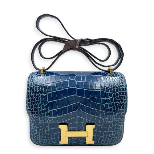 Constance 18 Blue Mykonos in Shiny Alligator Gold hardware CL2605-21280 1