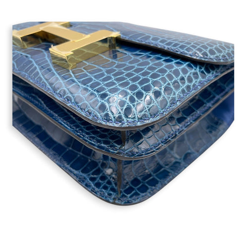 Constance 18 Blue Mykonos in Shiny Alligator Gold hardware CL2605-21280 10