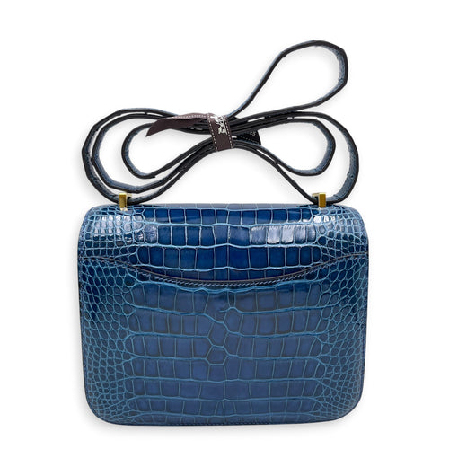 Constance 18 Blue Mykonos in Shiny Alligator Gold hardware CL2605-21280 2