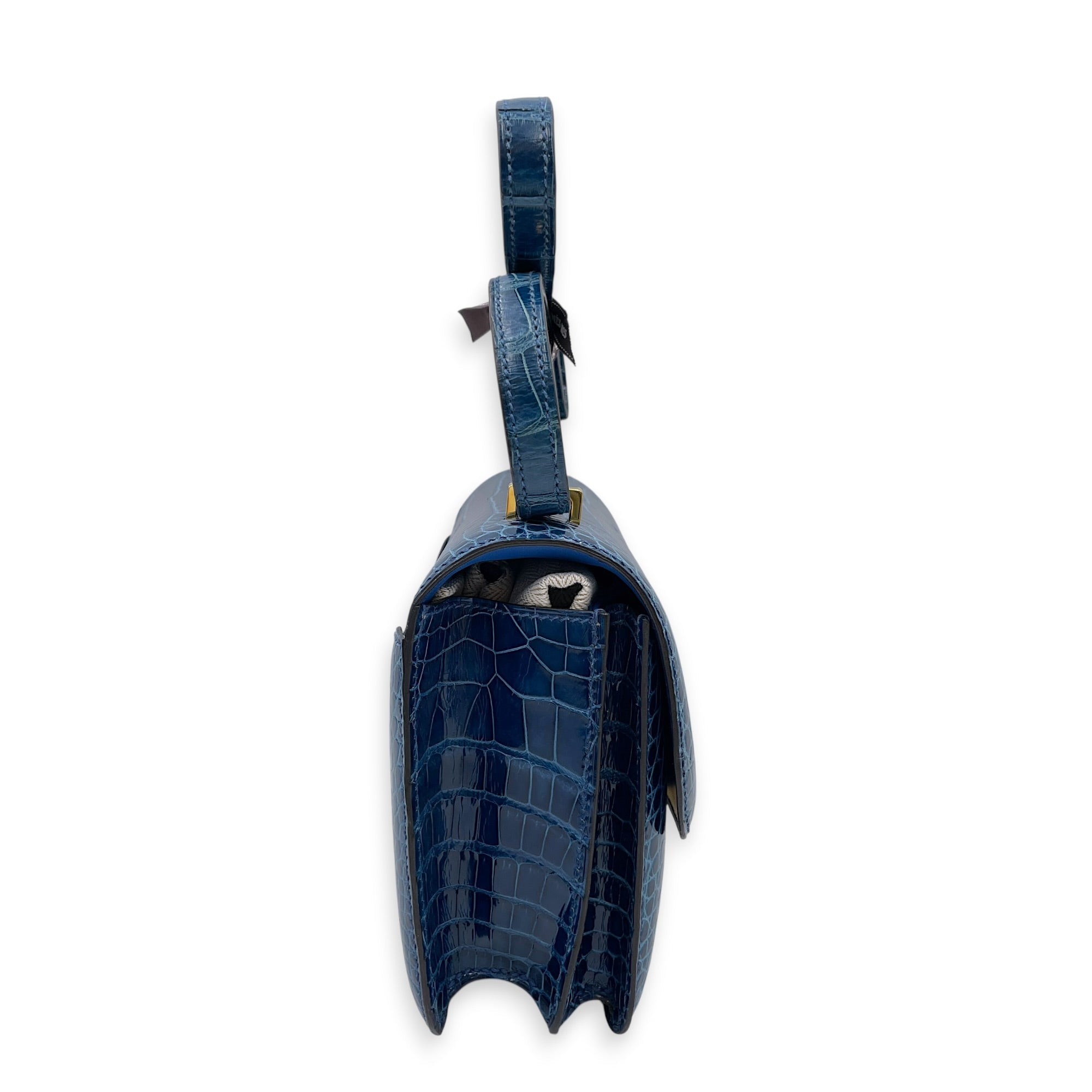 Constance 18 Blue Mykonos in Shiny Alligator Gold hardware CL2605-21280 3