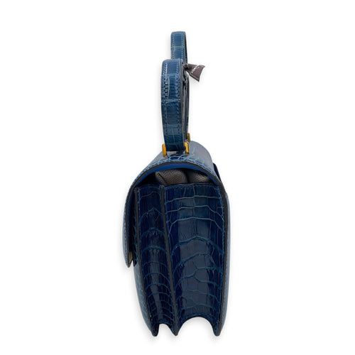 Constance 18 Blue Mykonos in Shiny Alligator Gold hardware CL2605-21280 4