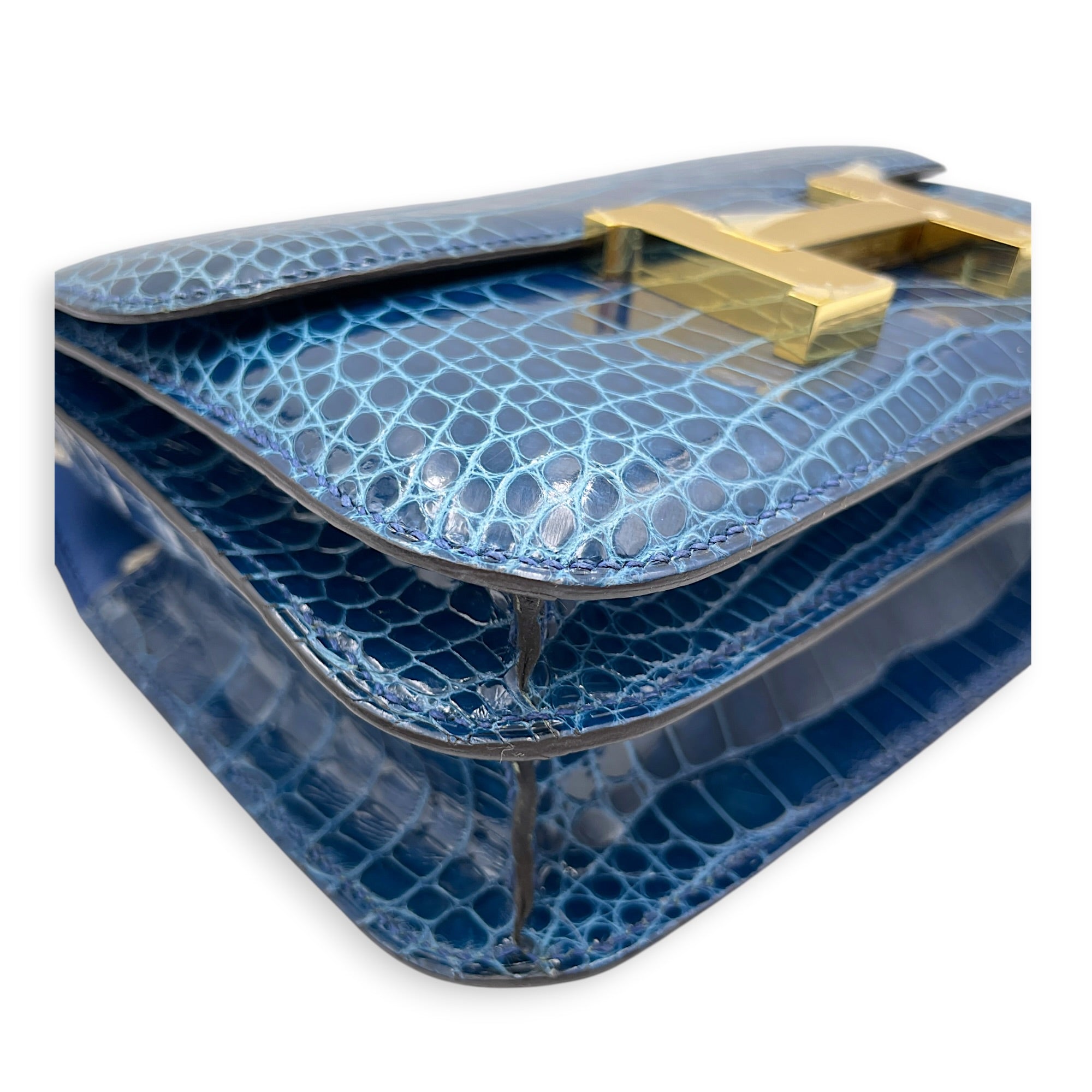 Constance 18 Blue Mykonos in Shiny Alligator Gold hardware CL2605-21280 5