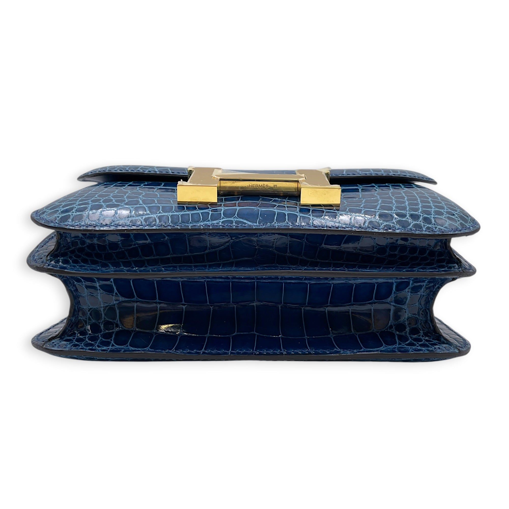 Constance 18 Blue Mykonos in Shiny Alligator Gold hardware CL2605-21280 7
