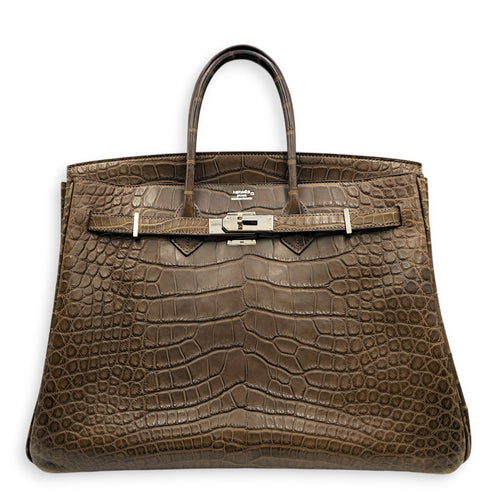 Birkin 35 Gris elephant in Matte Alligator Palladium hardware CL2605-21288 7