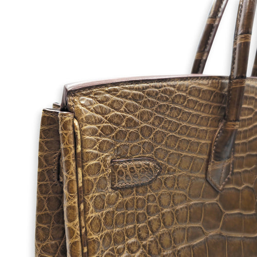 Birkin 35 Gris elephant in Matte Alligator Palladium hardware CL2605-21288 11