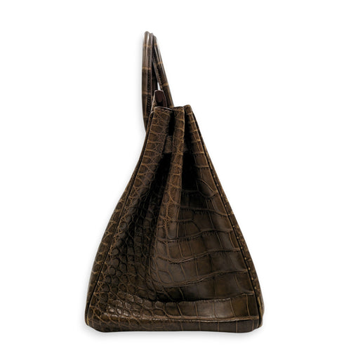 Birkin 35 Gris elephant in Matte Alligator Palladium hardware CL2605-21288 3