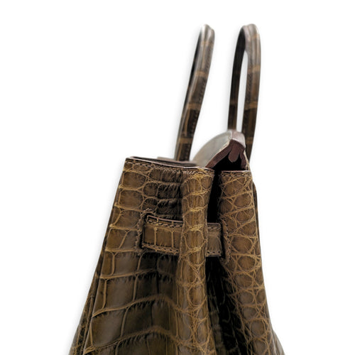 Birkin 35 Gris elephant in Matte Alligator Palladium hardware CL2605-21288 9