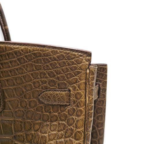 Birkin 35 Gris elephant in Matte Alligator Palladium hardware CL2605-21288 10