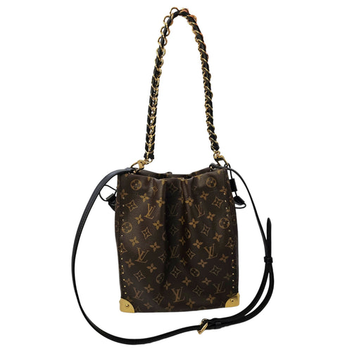 Noe Trunk PM Brown Shoulder Bag in Monogram Coated Canvas Gold hardware CL2605-21302 16