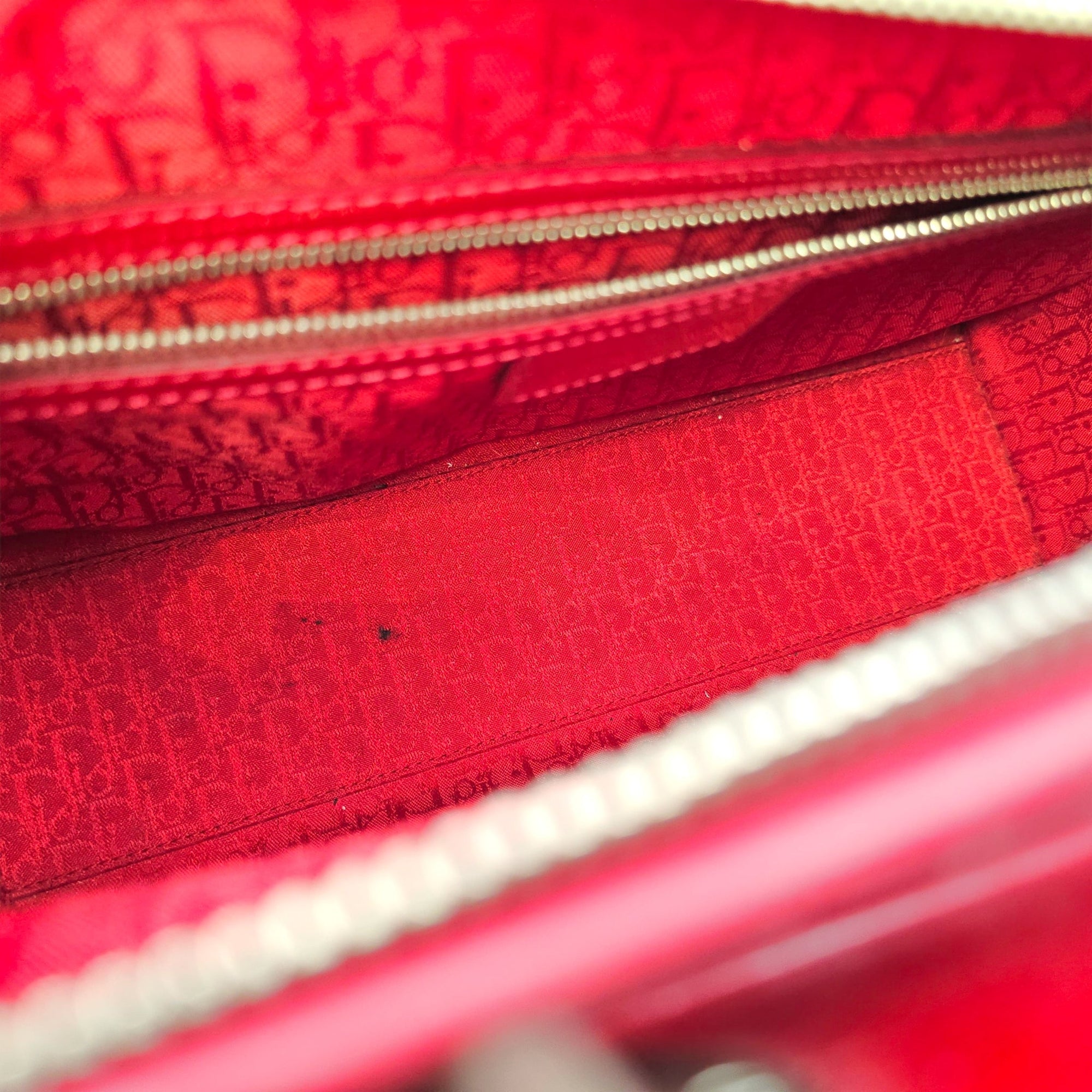 Lady Dior Large Red Top Handle Bag in Patent Leather Silver hardware CL2605-21309 13