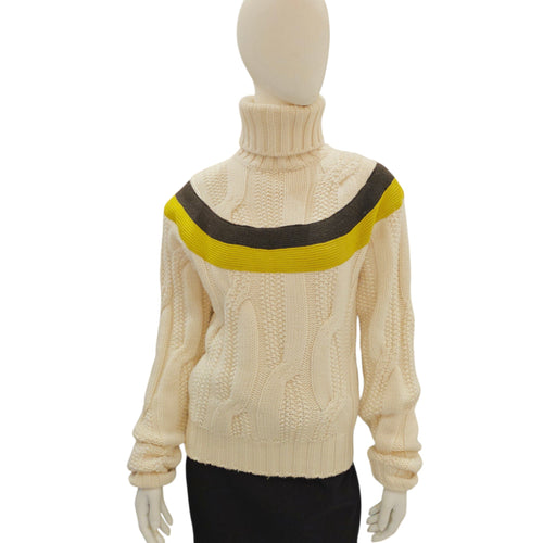 "Yoke Torsade" Turtleneck Sweater XS Ivoire Ready-To-Wear CL2605-21310 1