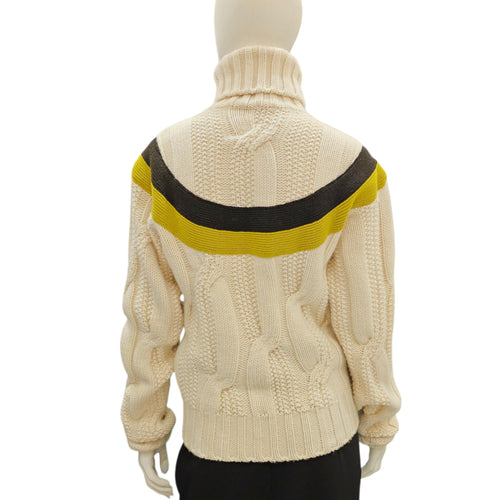 "Yoke Torsade" Turtleneck Sweater XS Ivoire Ready-To-Wear CL2605-21310 2