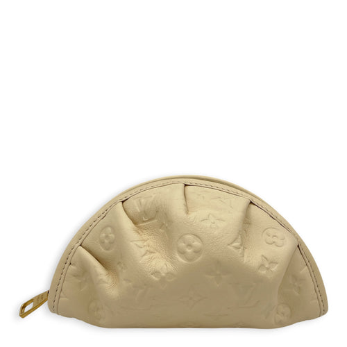 Gyoza Pouch Beige Coin Purse in Calfskin Gold hardware