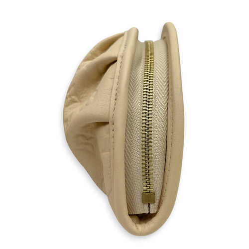 Gyoza Pouch Beige Coin Purse in Calfskin Gold hardware