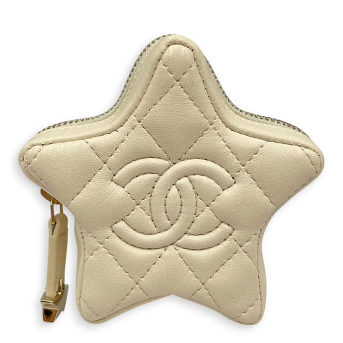 Mini Bag Charm Beige in Lambskin Gold hardware