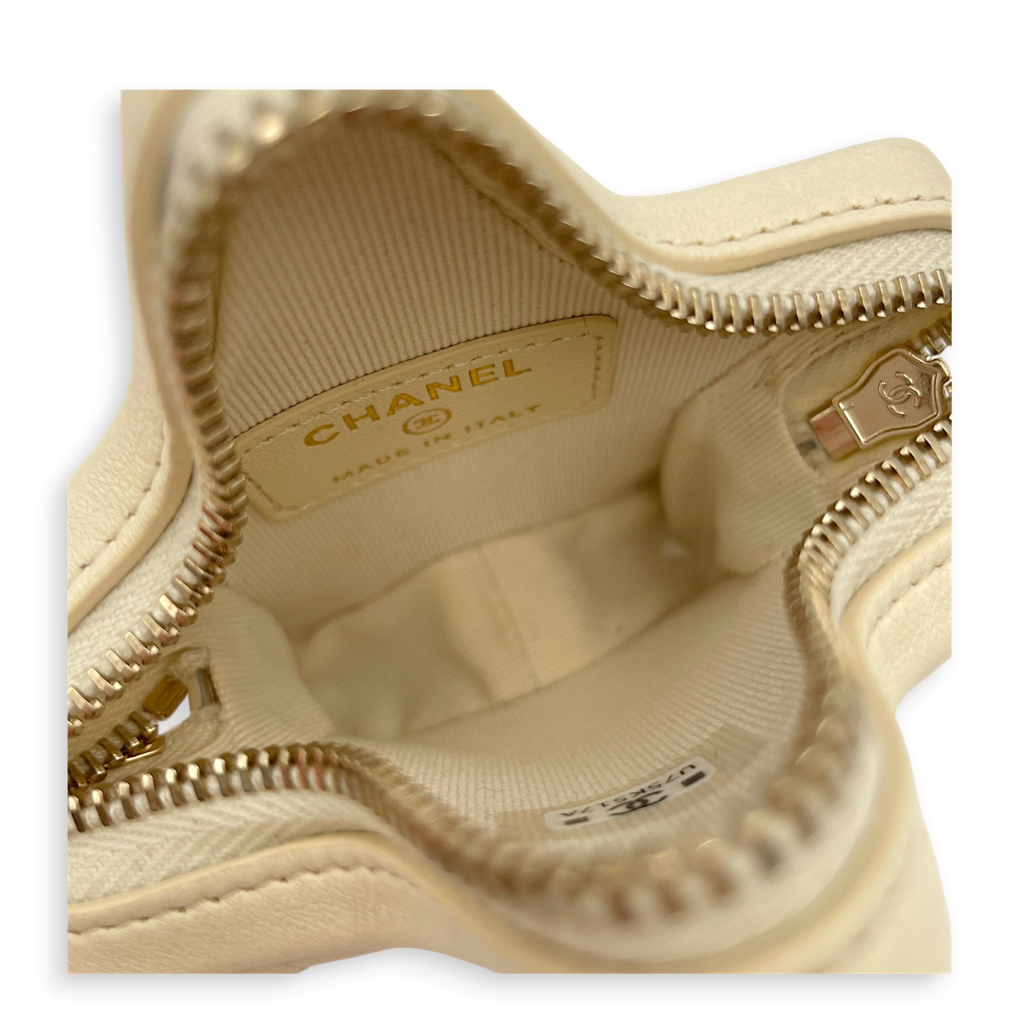 Mini Bag Charm Beige in Lambskin Gold hardware