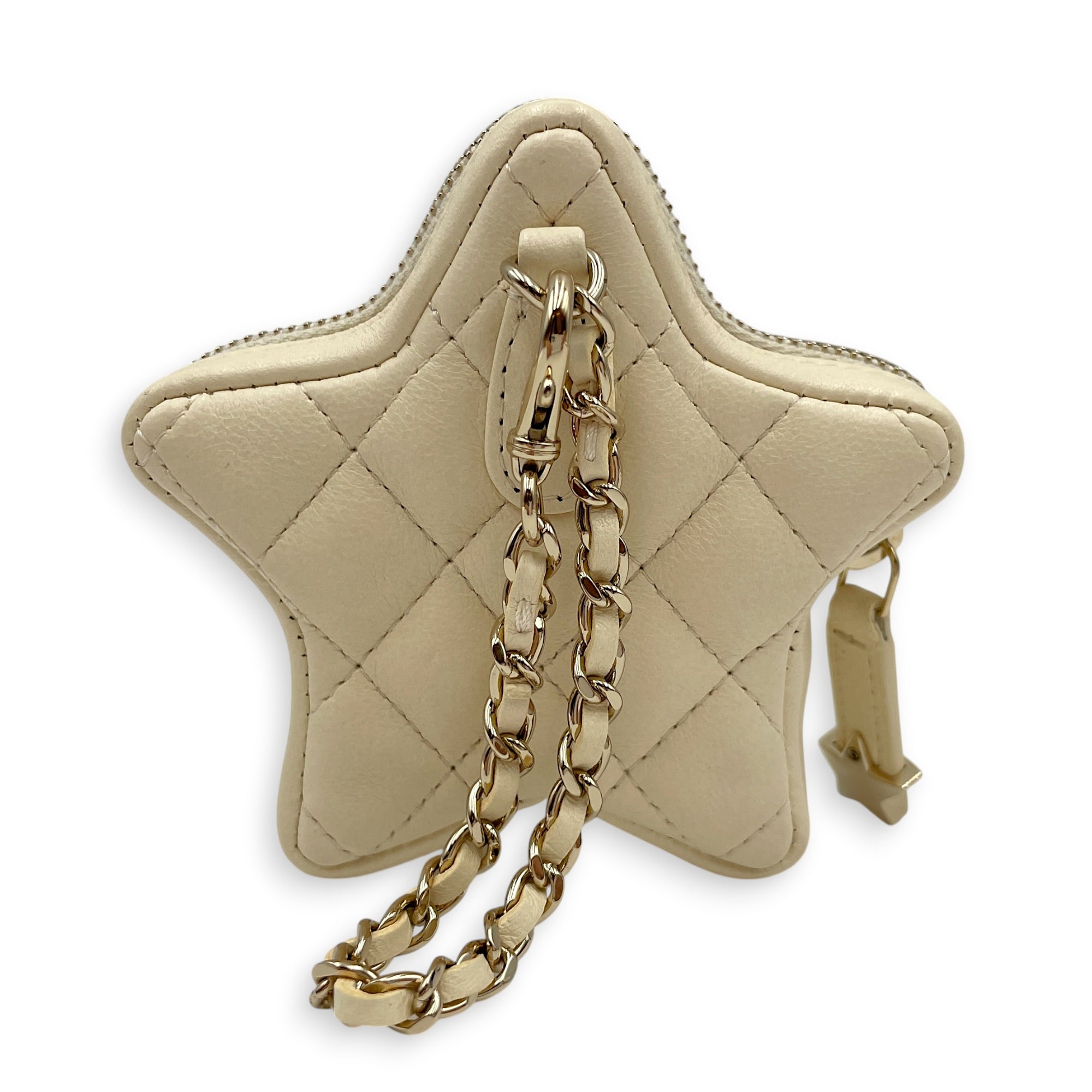Mini Bag Charm Beige in Lambskin Gold hardware
