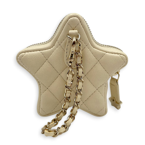 Mini Bag Charm Beige in Lambskin Gold hardware