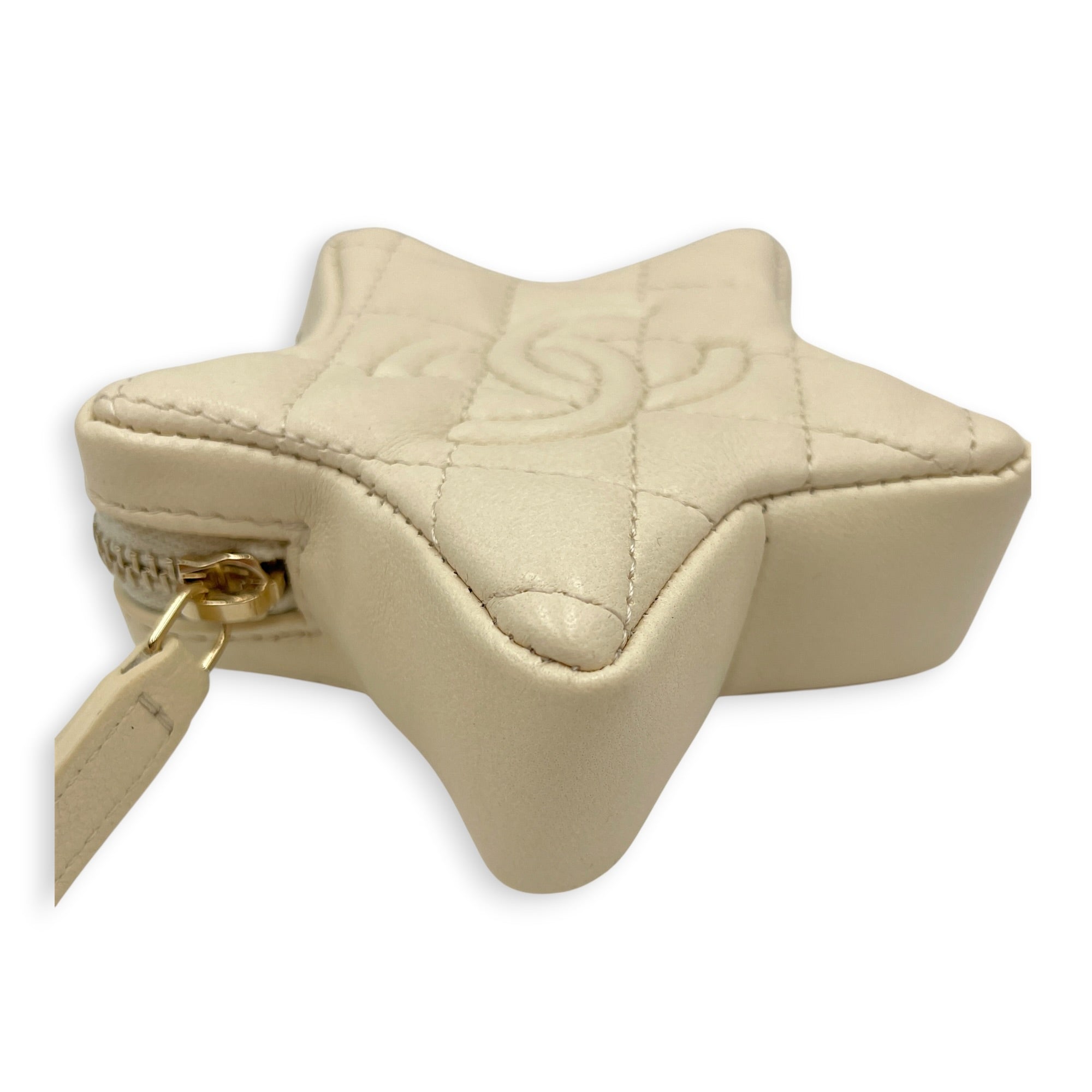 Mini Bag Charm Beige in Lambskin Gold hardware